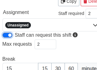 Requestable shifts interface