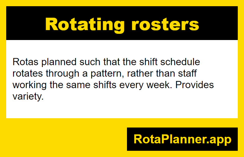 Rotating rosters glossary infographic