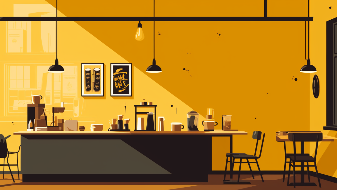 Inside coffee shop illustration