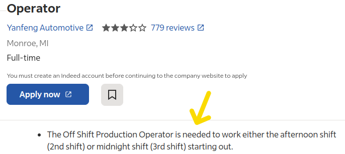 Example of an off shift job posting