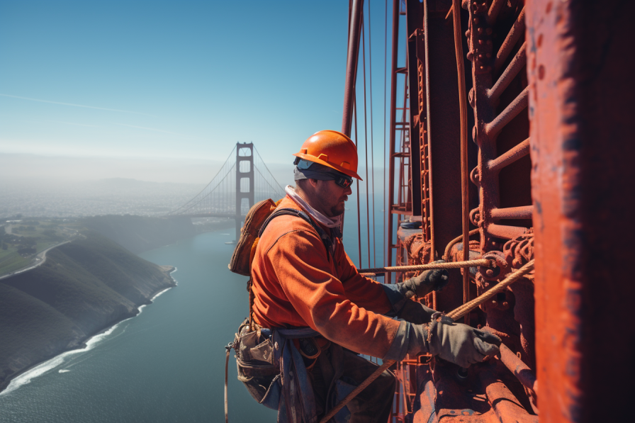 Employees working on the Golden Gate Bridge