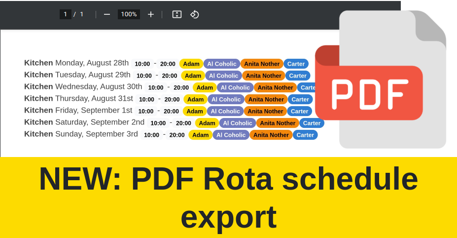 Introducing printable PDF work schedules