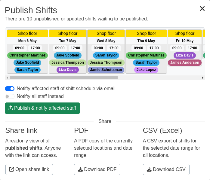 Publish rota