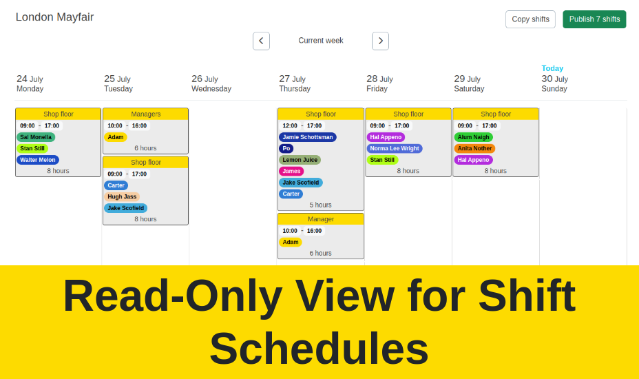 Read-Only View for Shift Schedules