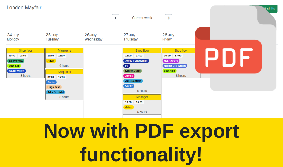 Rota schedule PDF export