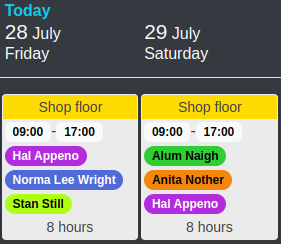 Shifts in RotaPlanner.app