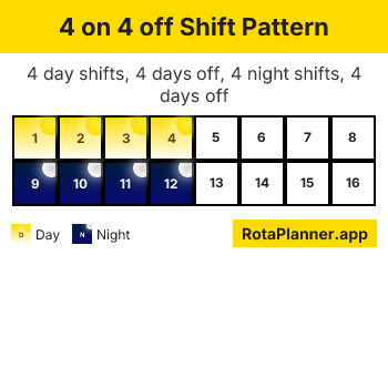 4 on 4 off shift pattern calendar