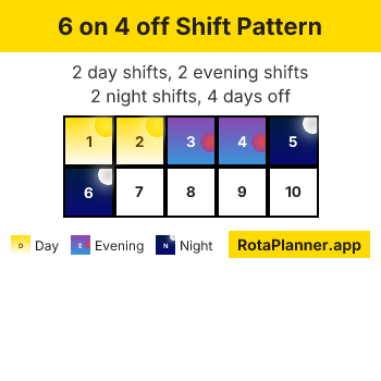 6 on 4 off shift pattern calendar